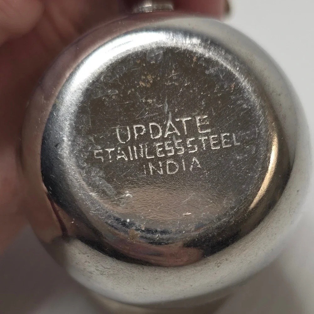 Vintage Update Stainless Steel Mini‎ Creamer Pitcher India Mid Century